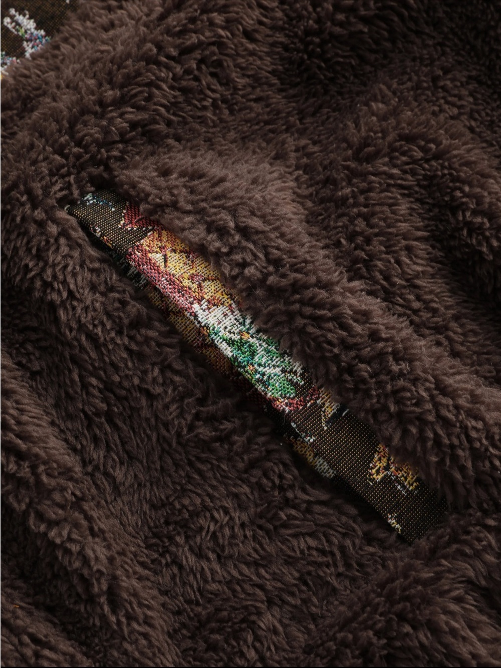 Cider Brown Floral Cat Sherpa Pull-On Jacket - Picture 7 of 8